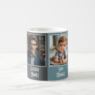 Aangepaste Familie Vier Fotocollage Blauw Grijs Pe Koffiemok