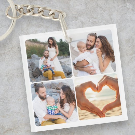 Aangepaste Familie Vijf Foto Gepersonaliseerd Sleutelhanger