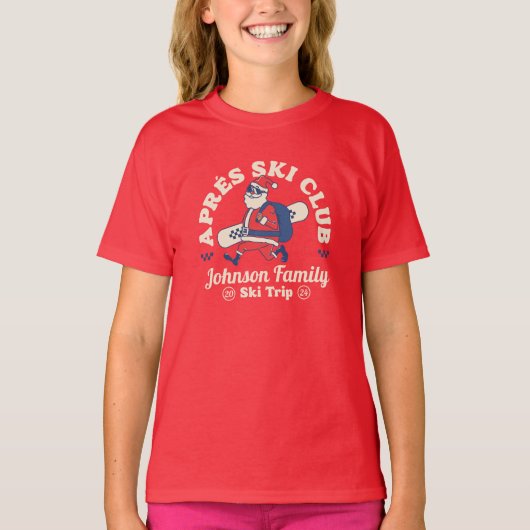 Aangepaste Familie Vrienden Groep Ski Trip Snowboa T-shirt (Voorkant)
