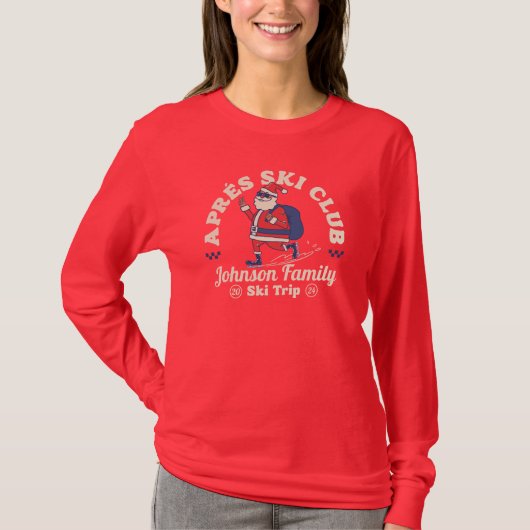 Aangepaste Familie Vrienden Groep Ski Trip Snowboa T-shirt (Voorkant)