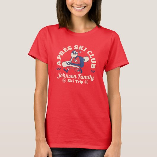 Aangepaste Familie Vrienden Groep Ski Trip Snowboa T-shirt (Voorkant)