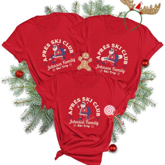 Aangepaste Familie Vrienden Groep Ski Trip Snowboa T-shirt