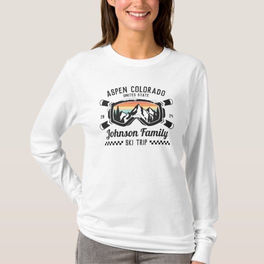 Aangepaste Familie Vrienden Ski Trip Groep Matchin T-shirt (Voorkant)
