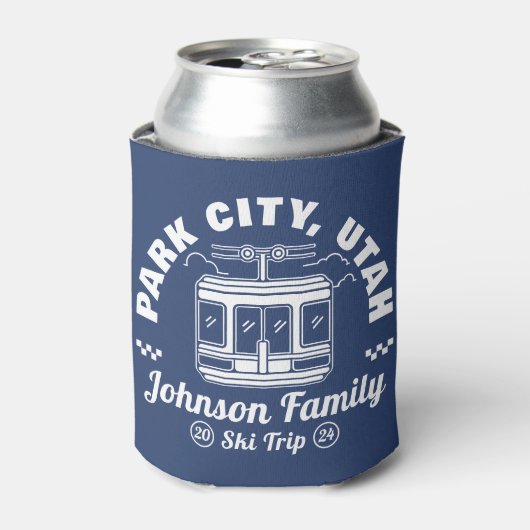 Aangepaste Familie Vrienden Skitocht Matching Groe Blikjeskoeler (Blikje Voorkant)