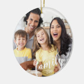 Aangepaste FAMILIE (witte tekst) 2-foto-toetsenbor Keramisch Ornament (Links)