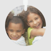 Aangepaste FAMILIE (witte tekst) 2-foto-toetsenbor Ornament (achterkant)