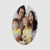 Aangepaste FAMILIE (witte tekst) 2-foto-toetsenbor Ornament (voorkant)