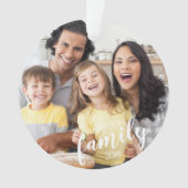 Aangepaste FAMILIE (witte tekst) 2-foto-toetsenbor Ornament (voorkant)