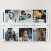 Aangepaste familie zes foto's collage moderne scri legpuzzel (Horizontaal)