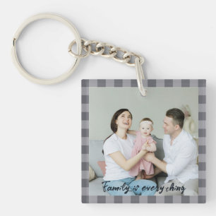 Aangepaste Familiedag Foto Acryl Sleutelhanger