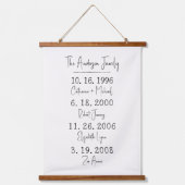 Aangepaste familiedata Mijlpalen behouden Hangend Wandkleed (Voorkant)