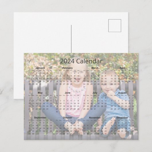 Aangepaste familiefoto 2024 Maandelijkse kalender Briefkaart (Voorkant / Achterkant)