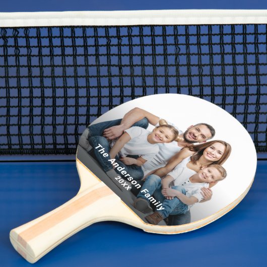 Aangepaste familiefoto aanpassen tafeltennisbatje (Insitu)