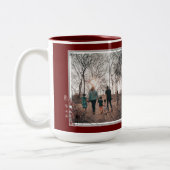 Aangepaste familiefoto, Bourgogne en White Hallowe Tweekleurige Koffiemok (Links)