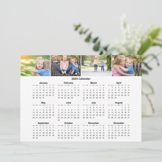 Aangepaste familiefoto Collage 2024 Kalender Kaart (Staand voorkant)