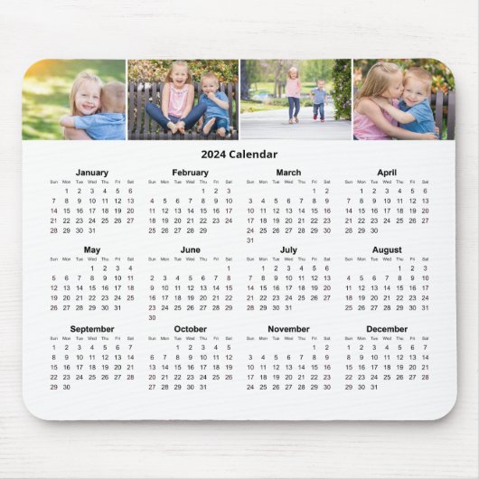 Aangepaste familiefoto Collage 2024 Maandelijkse k Muismat (Voorkant)