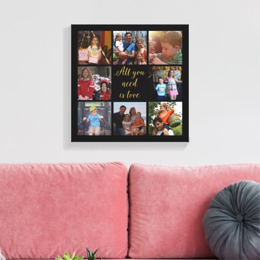 Aangepaste familiefoto collage "Alles wat je nodig Canvas Afdruk (Insitu (Woonkamer))