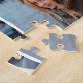 Aangepaste familiefoto collage handgeschreven naam legpuzzel (Zijkant)