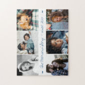 Aangepaste familiefoto collage handgeschreven naam legpuzzel (Verticaal)