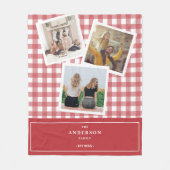 Aangepaste familiefoto collage Red Gingham Fleece Deken (Voorkant)