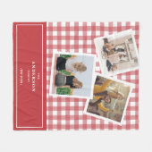 Aangepaste familiefoto collage Red Gingham Fleece Deken (Voorkant (Horizontaal))