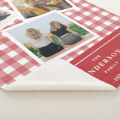 Aangepaste familiefoto collage Red Gingham Sherpa Deken (3/4)