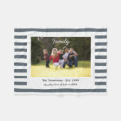 Aangepaste familiefoto e.st. Grijze en witte strep Fleece Deken (Voorkant (Horizontaal))