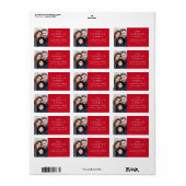 Aangepaste familiefoto elegant rood retouradres etiket (Full Sheet)