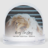 Aangepaste Familiefoto en Pet Dog Kerstmis Sneeuwbol (Achterkant)