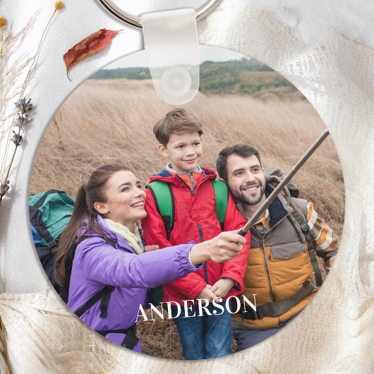 Aangepaste Familiefoto Gepersonaliseerde Dubbelzij Sleutelhanger