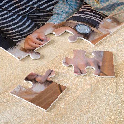 Aangepaste familiefoto | Gepersonaliseerde Jigzaag Legpuzzel (Zijkant)