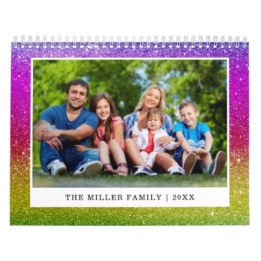 Aangepaste familiefoto Glitter Ombre Sparkling 202 Kalender (Hoes)
