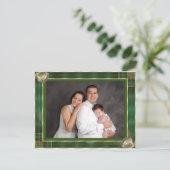 Aangepaste familiefoto groene antieke lijst doe-he briefkaart (Staand voorkant)