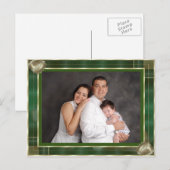 Aangepaste familiefoto groene antieke lijst doe-he briefkaart (Voorkant / Achterkant)