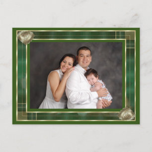 Aangepaste familiefoto groene antieke lijst doe-he briefkaart