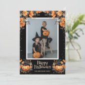 Aangepaste familiefoto Happy Halloween Kaart (Staand voorkant)
