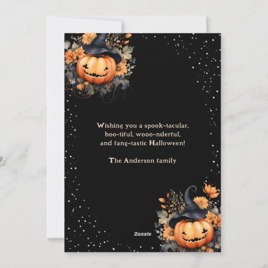 Aangepaste familiefoto Happy Halloween Kaart (Achterkant)