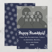 Aangepaste familiefoto | Happy Hanukkah! | Portret Feestdagenkaart (Voorkant / Achterkant)