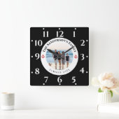 Aangepaste familiefoto in zwarte cirkel rode anker vierkante klok (Huis)