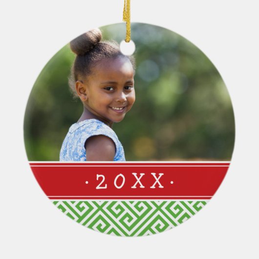Aangepaste familiefoto-keepaardfeestdag keramisch ornament (Achterkant)