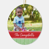 Aangepaste familiefoto-keepaardfeestdag keramisch ornament (Links)