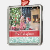 Aangepaste familiefoto-keepaardfeestdag metalen ornament (Links)