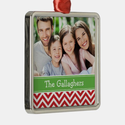 Aangepaste familiefoto-keepaardfeestdag metalen ornament (Rechts)