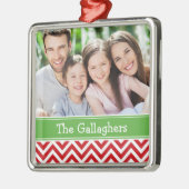 Aangepaste familiefoto-keepaardfeestdag metalen ornament (Links)