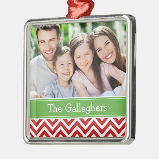 Aangepaste familiefoto-keepaardfeestdag metalen ornament (Links)