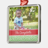 Aangepaste familiefoto-keepaardfeestdag metalen ornament (Links)