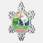 Aangepaste familiefoto-keepaardfeestdag tin sneeuwvlok ornament (Rechts)