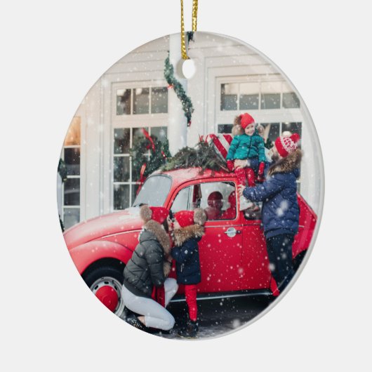 Aangepaste familiefoto Keepsake Kerstmis Keramisch Ornament (Links)