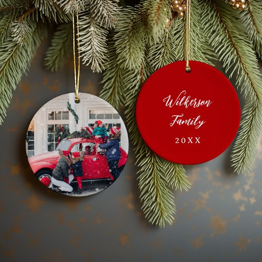 Aangepaste familiefoto Keepsake Kerstmis Keramisch Ornament