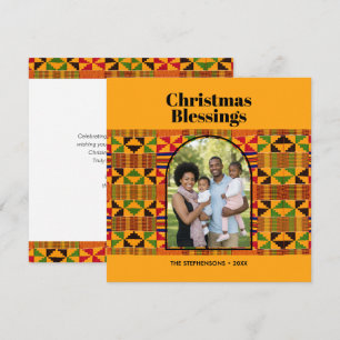 Aangepaste familiefoto Kente KERSTZEGENS Feestdagenkaart